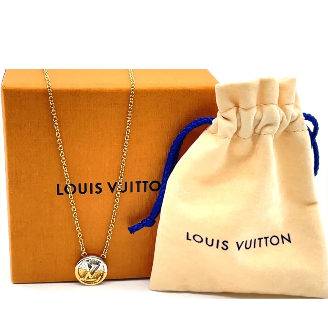 Authentic Louis Vuitton Bicolor Gold Silver Collier Necklace With Box & Dust Bag